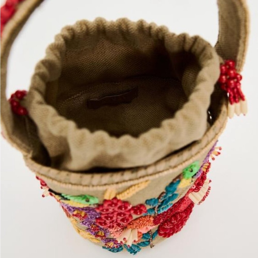 NWT ZARA BEADED BASKET BAG - Picture 2 of 16